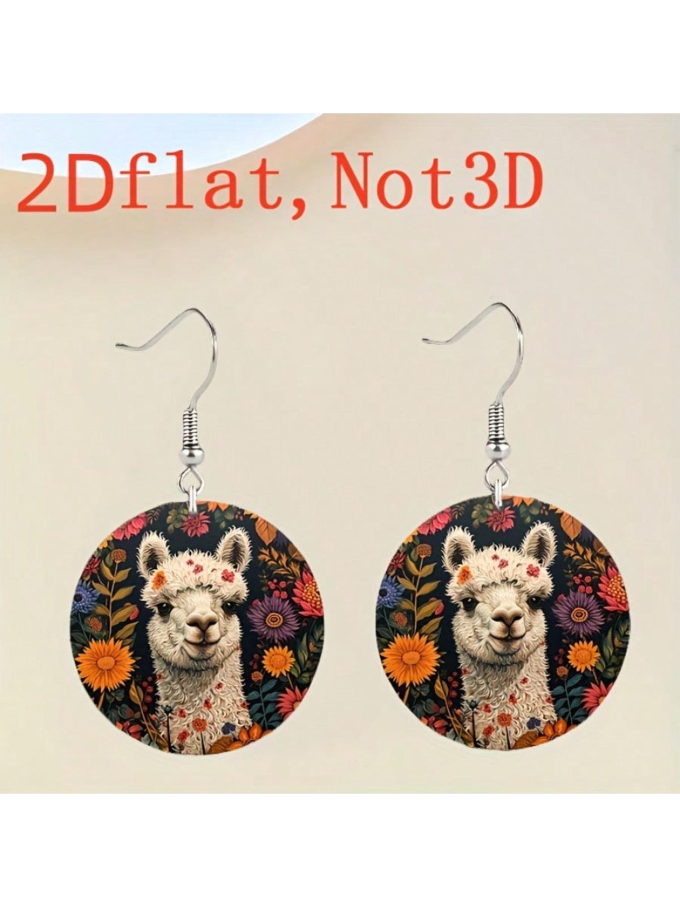 2D Cute Flower Sheep Acrylic Pendant Earrings - Perfect Gift for Daily and Vacation Occasions, Unique Earclip