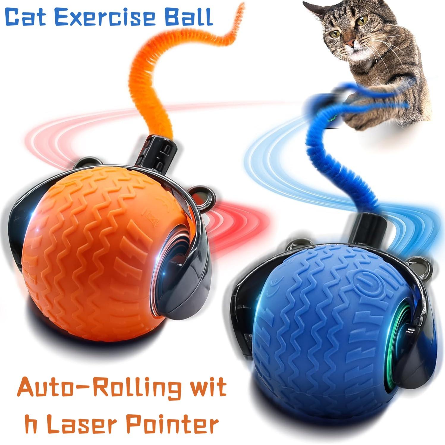 Interactive Cat Toy Ball, Automatic Interactive Pet Toy with Tail, Rechargeable Dual Speed Design for Indoor Cats, Small/medium/large Sizes，Activated with Bird Sound, Tail, Obstacle Avoidance, and Puzzle Features for Indoor Cats | Stimulates Hunting Insti