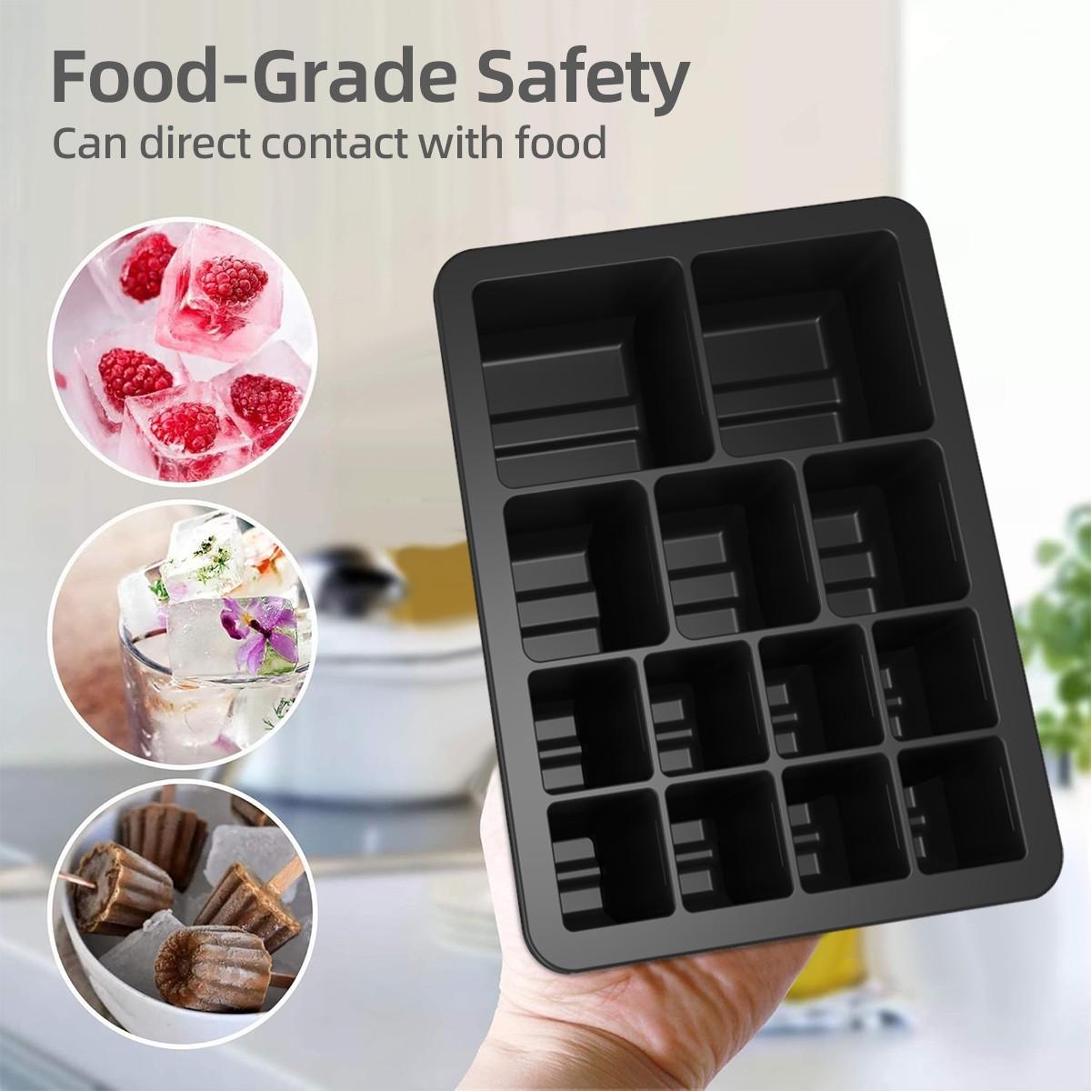 13-Compartment Ice Cube Tray with Lid, Silicone Mold, Reusable Freezer Box, Easy Release, DIY Whiskey Drink Ice Cubes