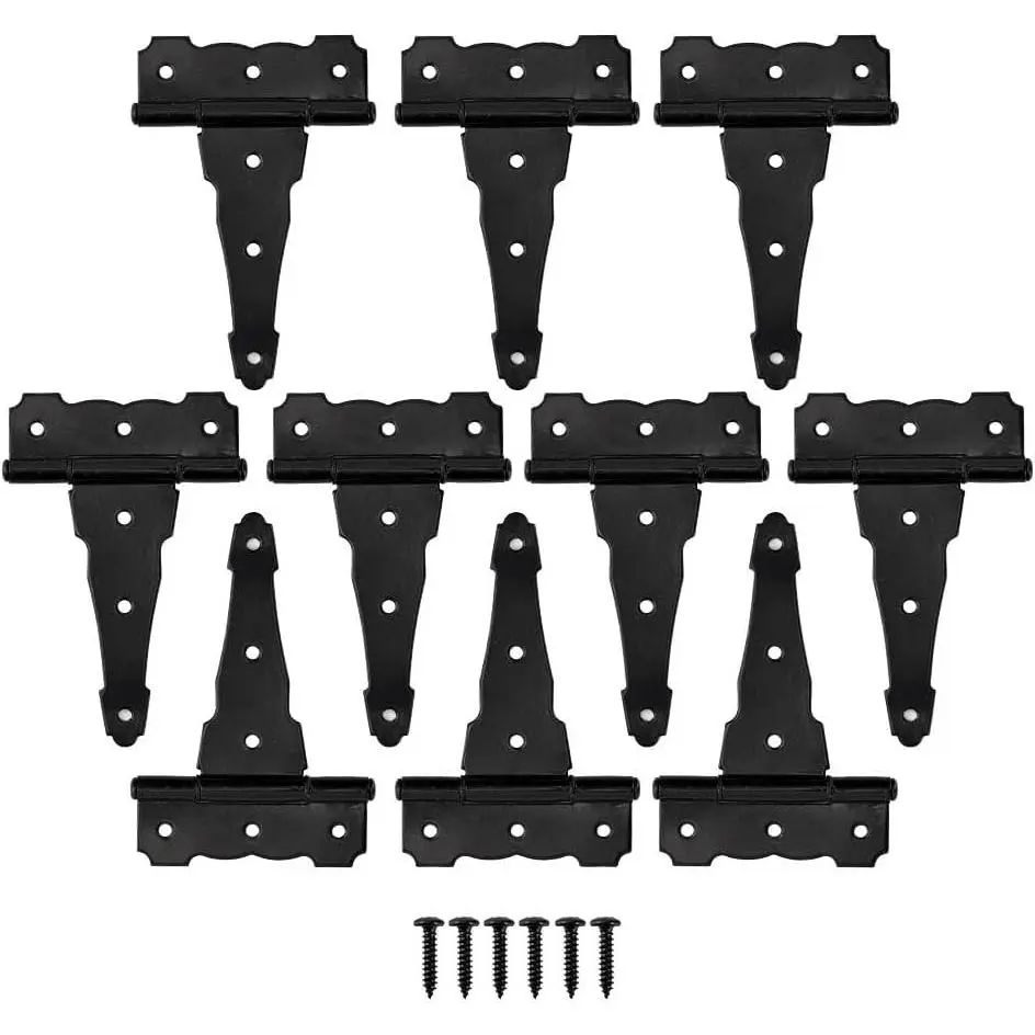 4" Heavy Duty Gate Hinges, 6 Pack T Strap Hinges