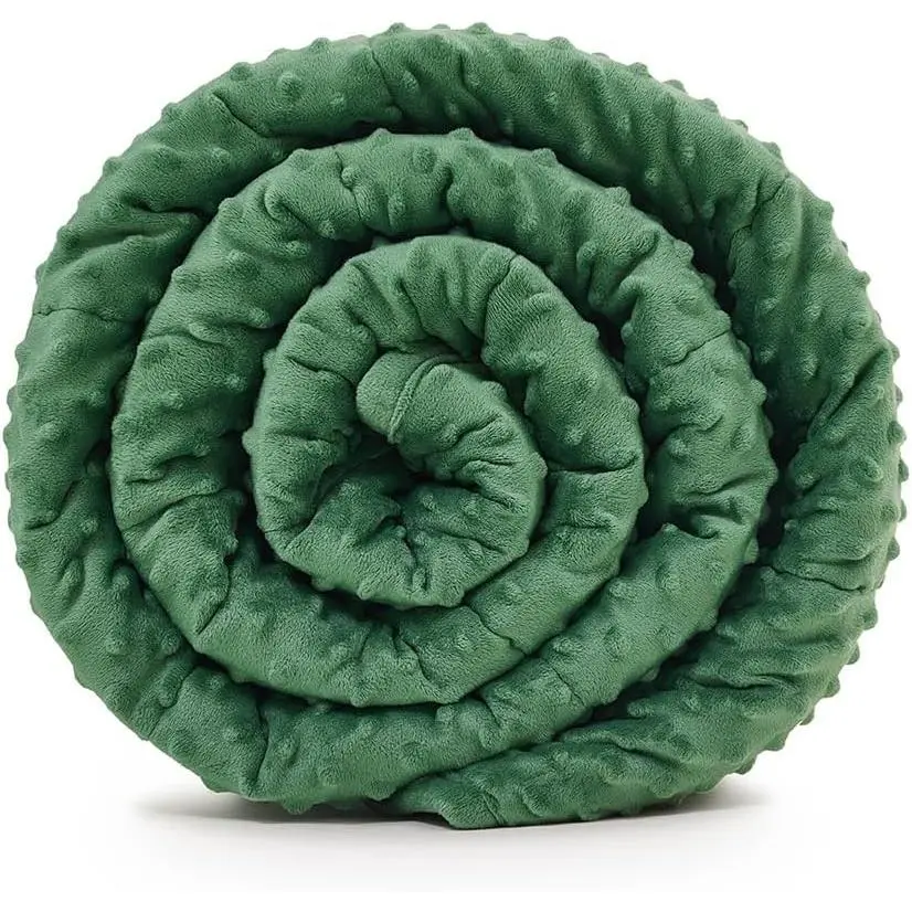 Minky Weighted Blanket 40''x60'',10lbs Cozy and Soft Minky Weighted Throw Blanket Luxury Velvet with Premium Glass Beads Dark Green Minky
