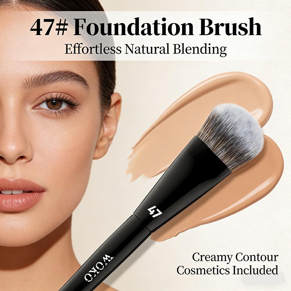 Professional Makeup Brush, 47 Foundation Brush Broom, Shadow Liquid Cream Blender, Angled Blush Brush, Cosmetic Tool for Precision Application