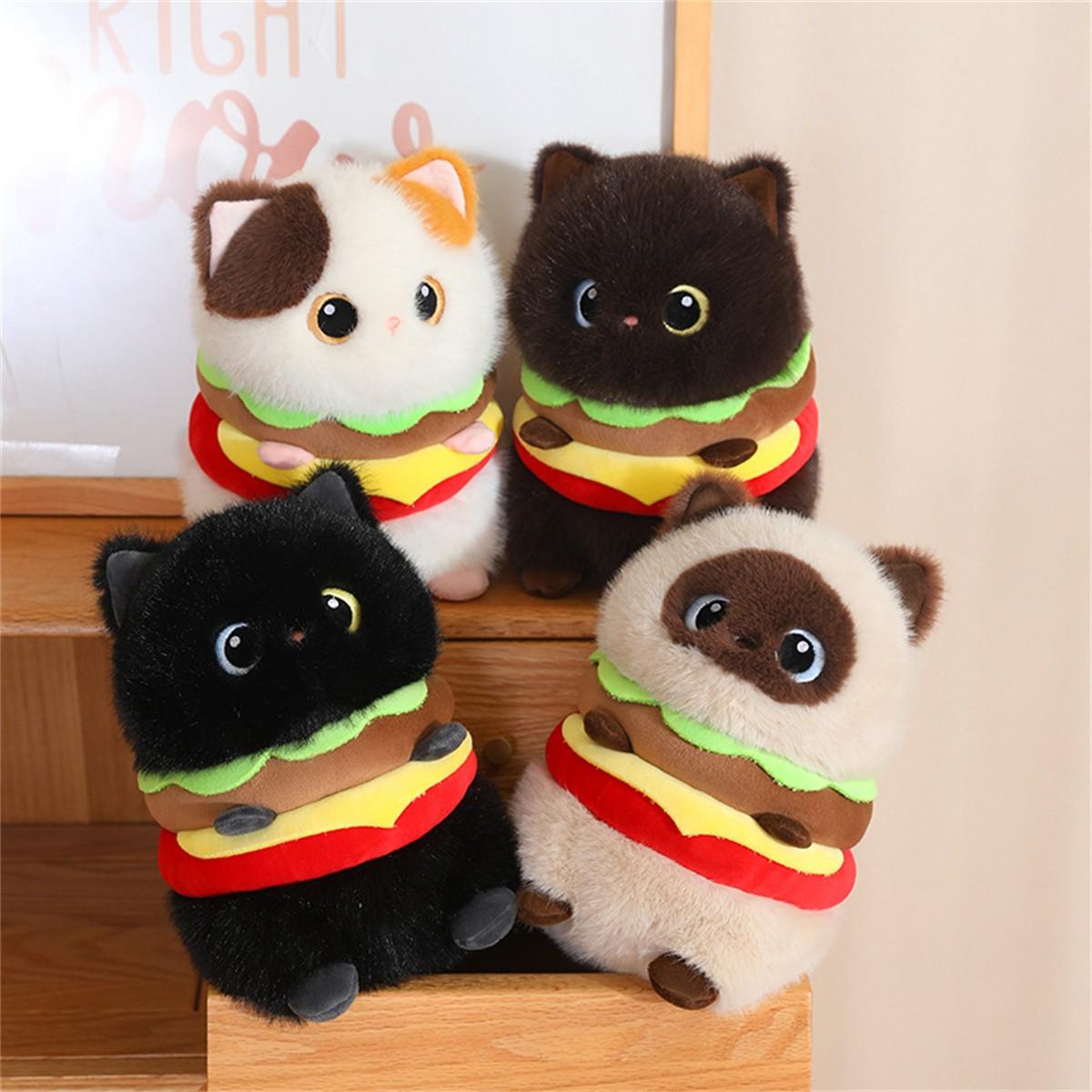 Hamburger Cat Plush Toy, Fun Home Decor, Birthday Gift, Mother's Day Gift, Christmas Gift, Unisex, Model Jsb20250101