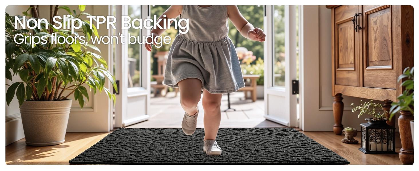 DEXI Non Slip Entryway Rug, 24x36 Indoor Absorbent Machine Washable Dirt Trapper Rug for House, Patio, Machine Washable Rug,back to school,dorm essentials,home decor,home essentials