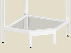 Corner Shelf Stand,6-Tier Glass Bookshelf Bookcase, Bathroom Organizer, Plant Stand, Steel Frame, Tempered Glass, Modern Style for Living Room, Bathroom, Kitchen, White CS90613W