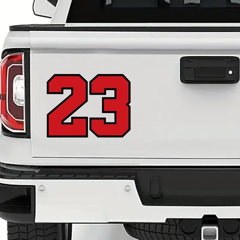 Red Vinyl Sticker with "23" Design - Self Adhesive, Matte Surface, Cartoon Anime Style - Suitable for Laptops, Water Bottles