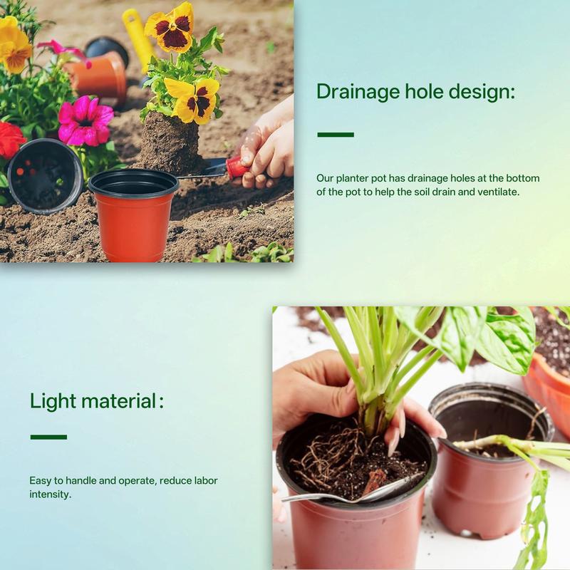 Findmall 100Pcs Plastic Plant Flower Pots Nursery Seedlings Pot Portable Garden Planters Round Stackable Vegetable Planters Ribbed Planting Bags