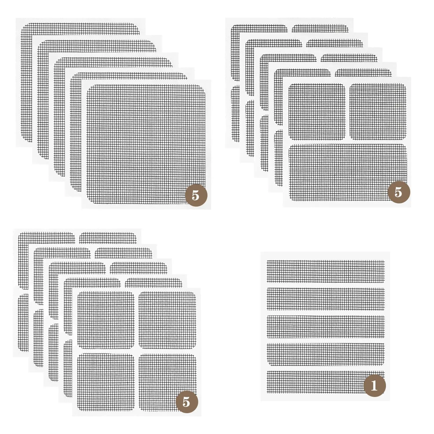 16 Sheets Window Screen Patches Repair Kit Black 4 Sizes Window Screen Repair Kit for Mesh Screen Door High-Strength Adhesive Fiberglass Quick Screen Repair Tape (Black 16 count)