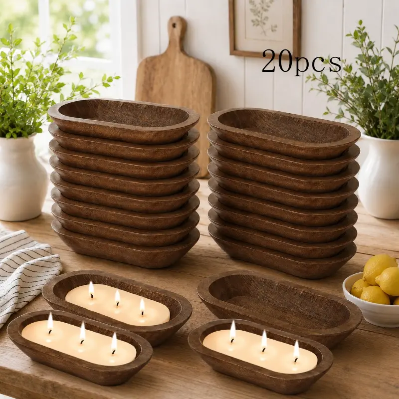 BANDESUN  10/20 Packs Wooden Dough Bowls Bulk Rustic Dough Bowls Hand Carved Wood Bowl Dining Room Paulownia Bowls For DIY Home Crafts Making Farmhouse Fruits Supplies Decoration