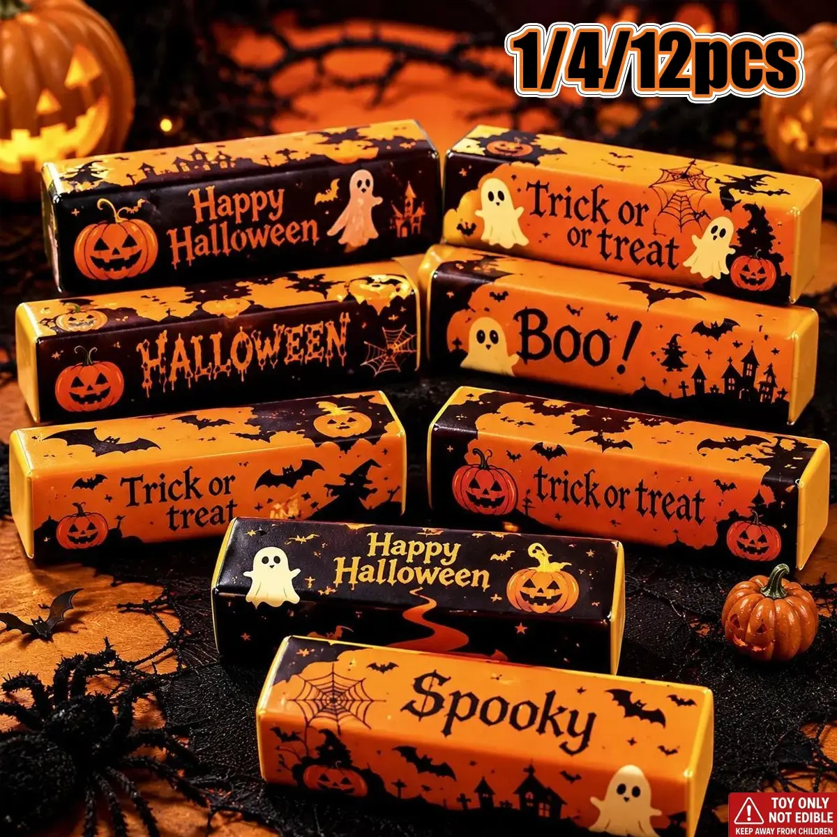 Spooky Halloween Themed Slow Rise Squishy Pack, Golden Butter Strawberry Ghost Pumpkin Dumpling Sensory Squeeze for Stress Calming, Soft Squeeze Squishies
