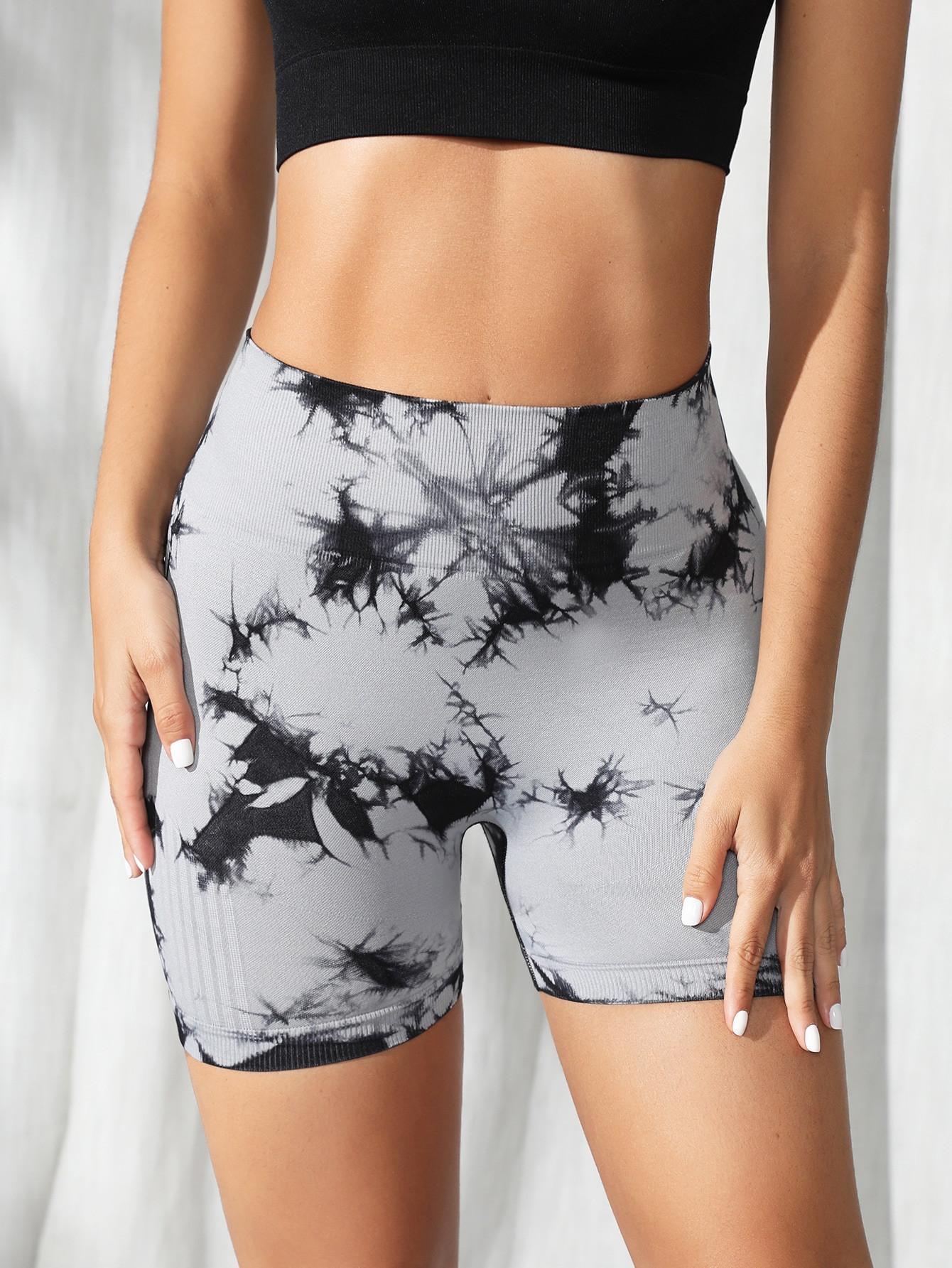 Women's High Waist Seamless Tie Dye Gym Shorts, Wide Elastic Band Gym & Cycling Workout Pants, Stretchy Activewear for Women, Soft Stretch Shorts, Athletic Shorts Women's High Waist Seamless Tie Dye Gym Shorts, Wide Elastic Band Gym & Cycling Workout Pants, Stretchy Activewear for Women, Soft Stretch Shorts, Athletic Shorts