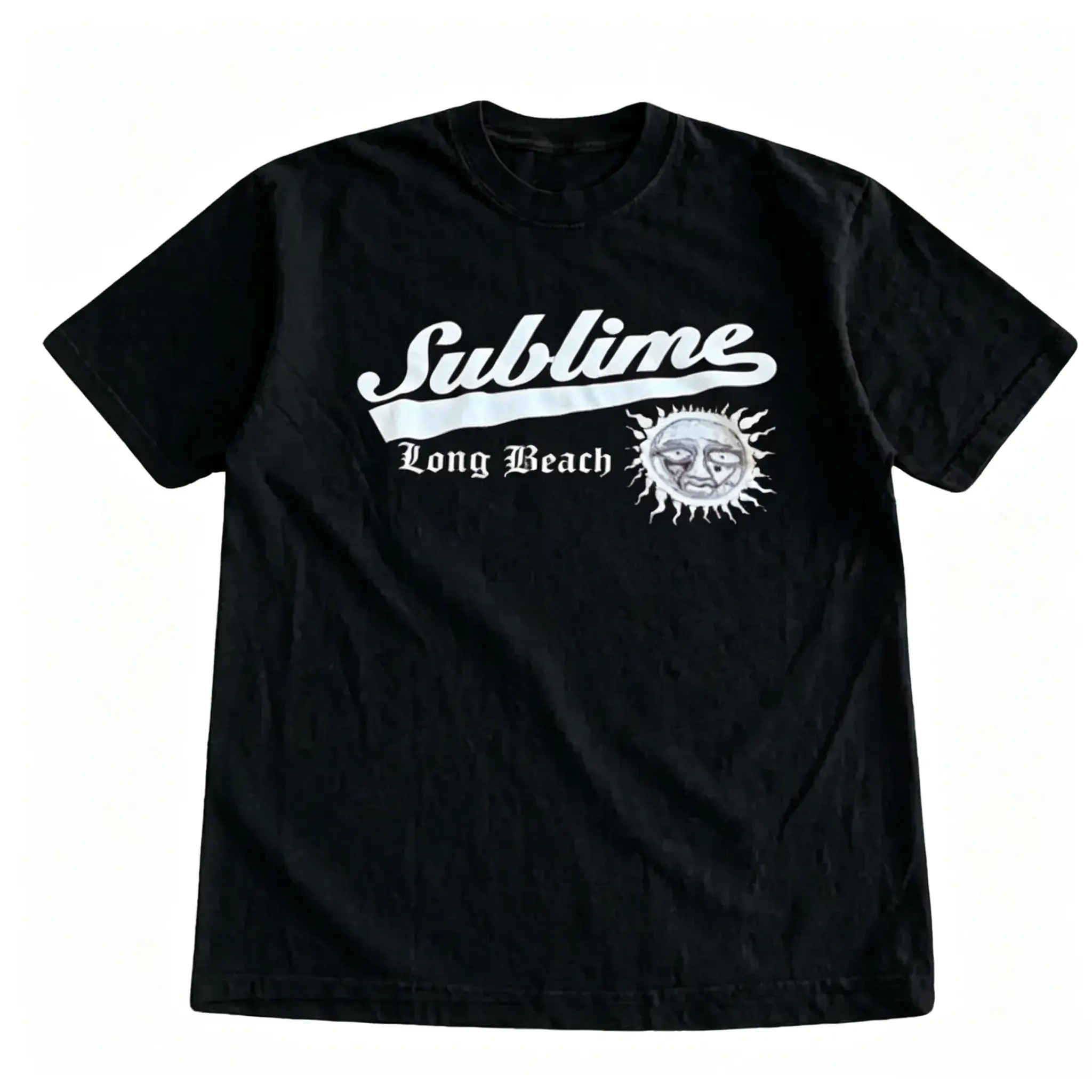 Vintage Sublime Long Beach Shirt, Retro Sublime Sun Graphic Tee, 1990s Rock Band Maroon Top, Cute California Skate Clothing