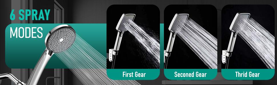 High-pressure handheld showerhead - anti-clogging nozzle, built-in cleaning bathtub, electric cleaning function for tiles and pets, extra-long stainless steel hose, wall and ceiling mounting.