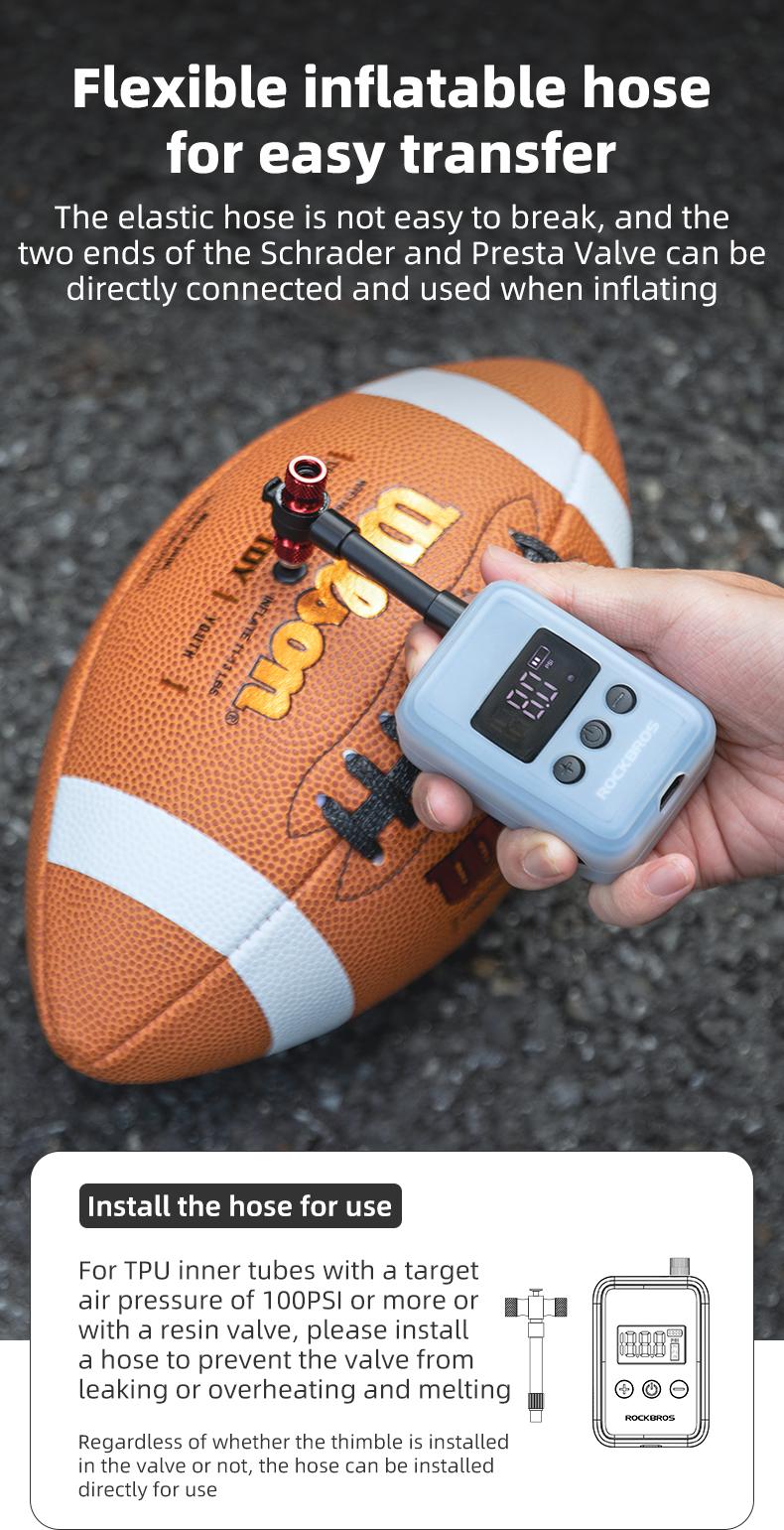 ROCKBROS Mini Bike Pump Portable Bike Tire Pump 150PSI Auto Shut-Off Air Pump with Presta and Schrader Valves Smart Air Inflator Mini Air Compressor for Bicycle and Balls