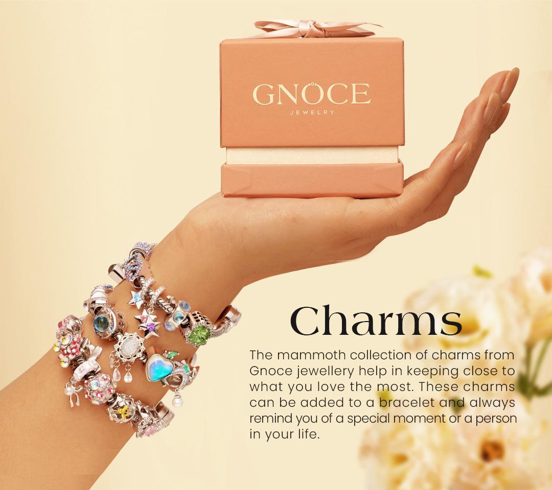 GNOCE Charm Bracelet With Safety Chain Stainless Steel Snake Chain Metal Basic Charm Bracelet DIY Bangle with Round shaped Clasp Casual Trendy Jewelry