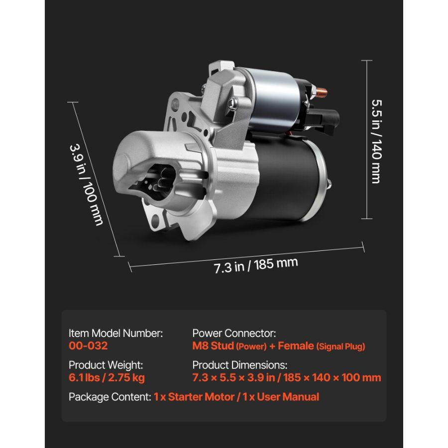 fathersdaygift VEVOR Starter 17986, Starter Motor Replacement Compatible with Buick 3.6L V6 06-08, Cadillac SRX 3.0L V6 10-11, Chevrolet 3.6L V6 09-17, GMC Pontiac Saturn Suzuki, OEM 12588493 M000T35871 31100-78J00