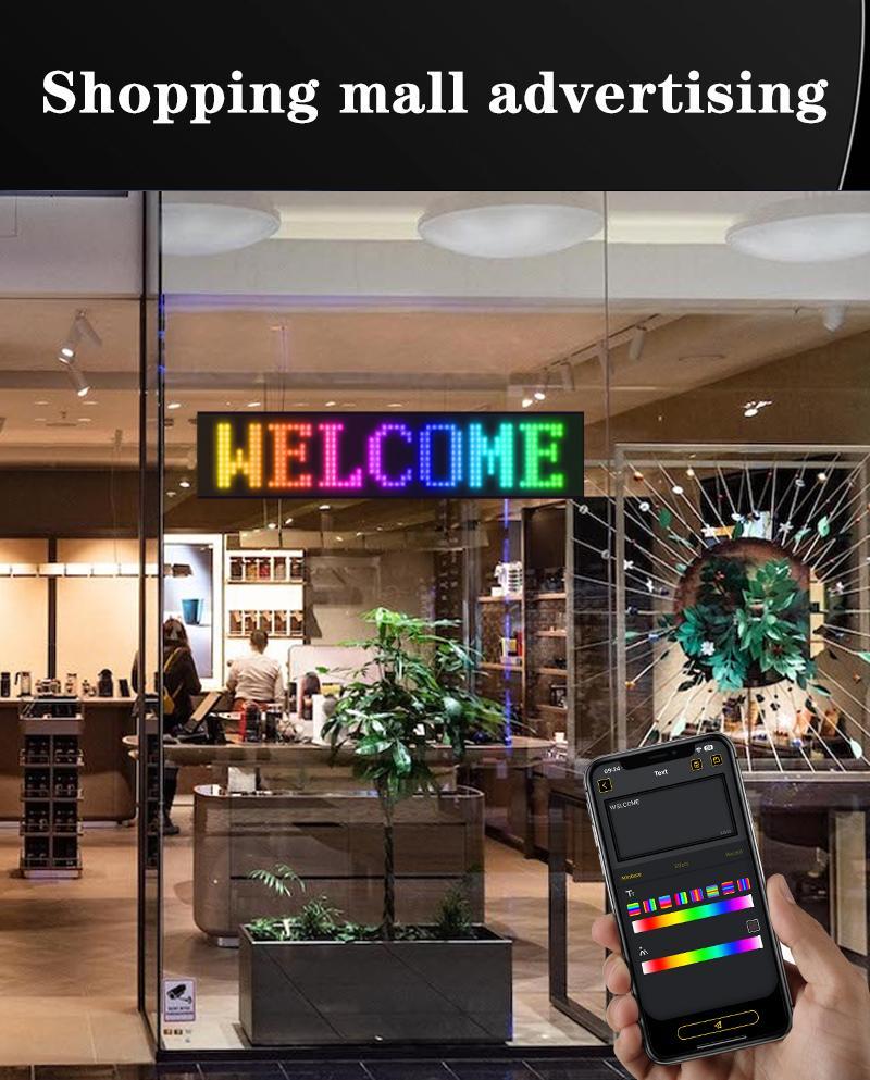 LED Sign for Car, 27"x5"ProgrammableFlexible LED Matrix Panel Bluetooth App Control LED Sign, DlY Design Text, Patterns andAnimations Automotive Vehicle Bright Clear Display