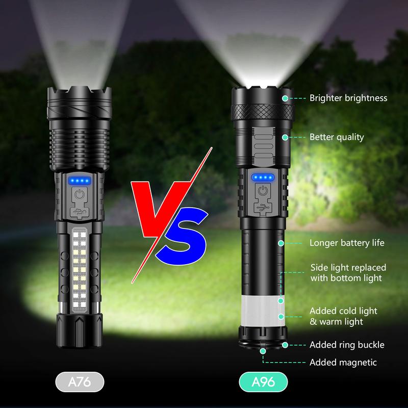 【Valentine's Day gift】 Flashlight Strong Light, 3000 Lumens, Strong Magnetic Attraction, Laser Flashlight, USB Rechargeable, 8 Light Modes, Emergency Red and Blue Lights, International Rescue Lights, For Garage, Garden, Camping, Emergency, Best Gifts