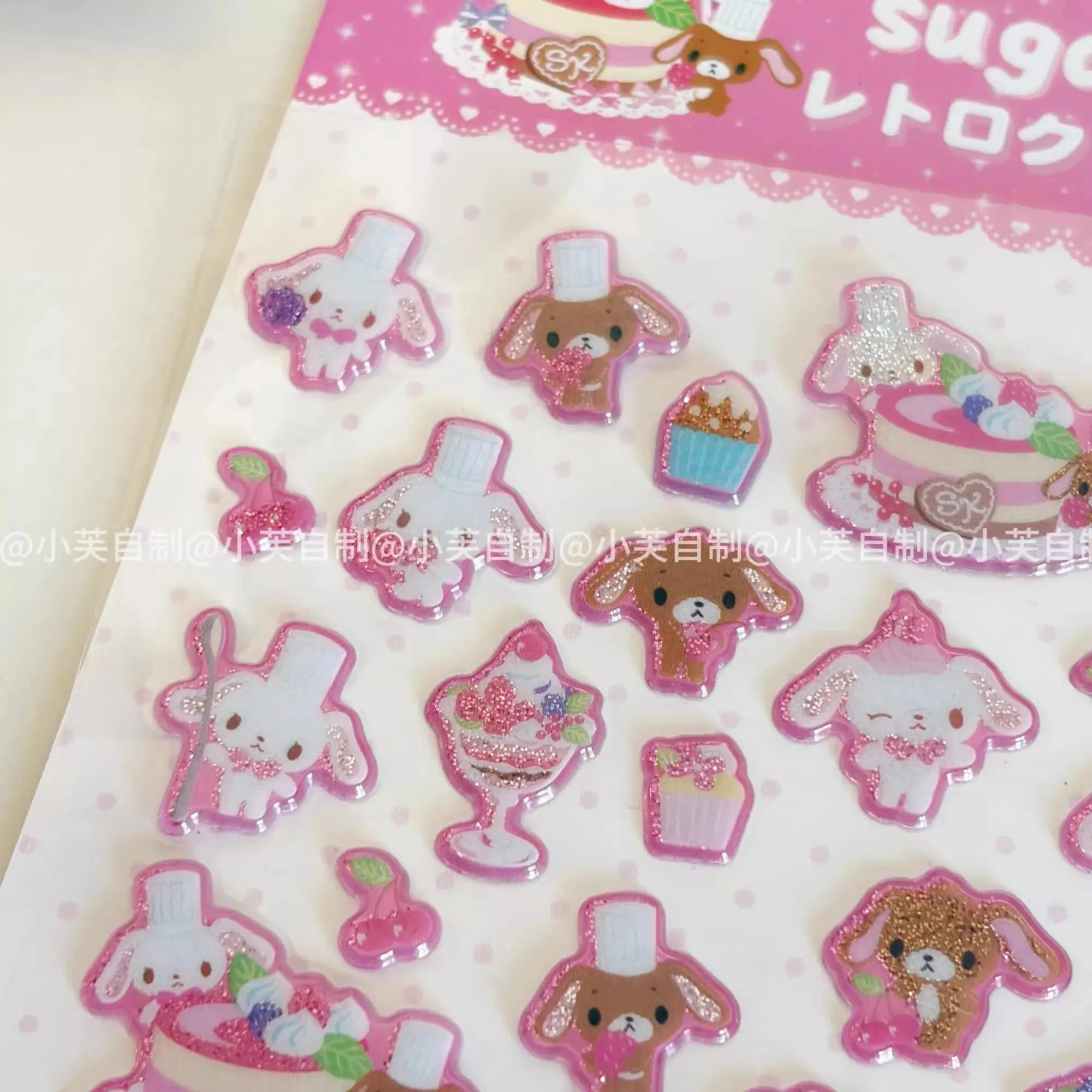 New 3D Sugarbunnies Glitter Bubble Stickers Girl's Diary Decorative Stickers Diy Phone Case Camera Decoration Gift for Girl