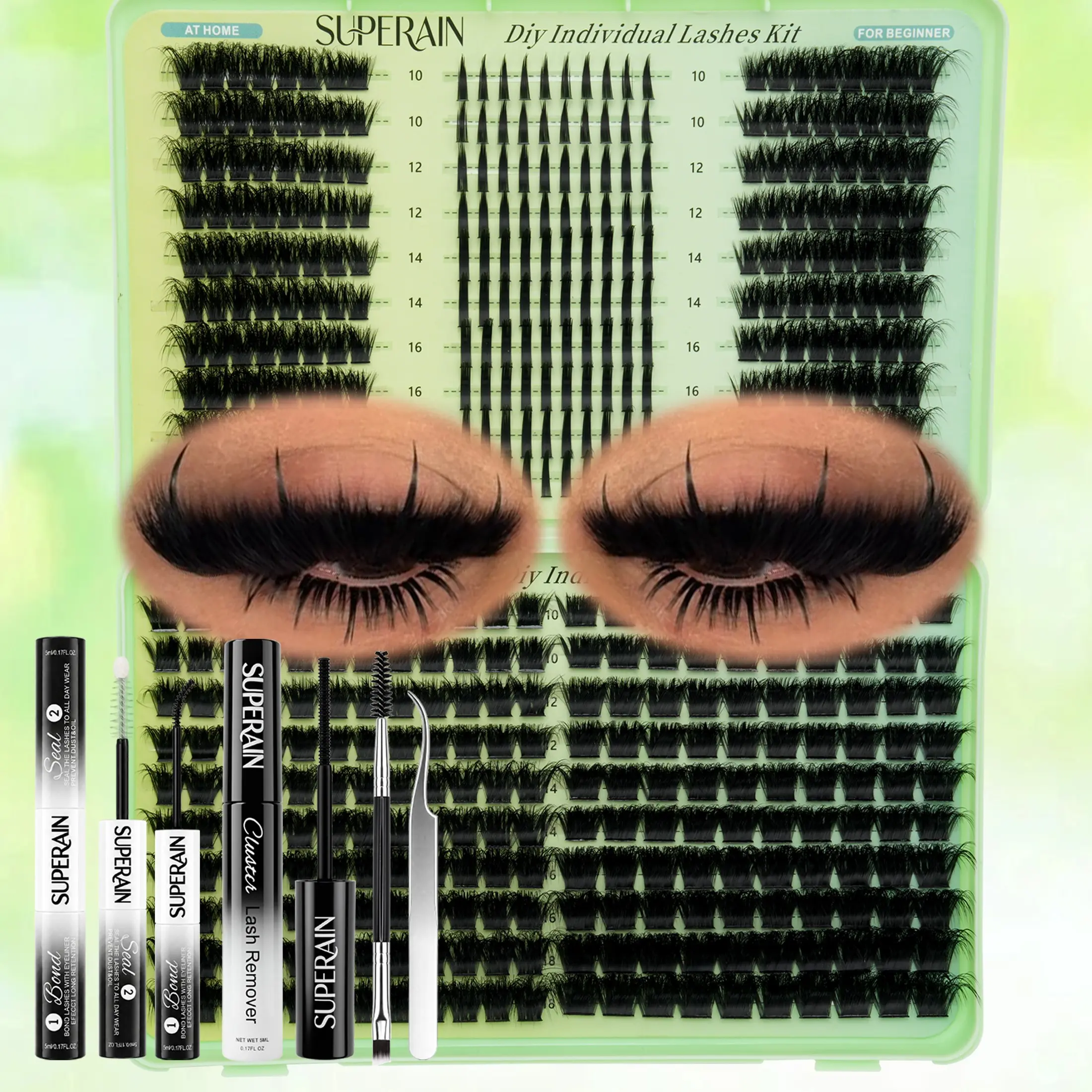 480 Pcs False Lash Set, Dense Long Upper Lashes, Short Fine Lower Lashes, DIY Lash Kit with Glue Tweezers, Perfect for Dates Night Clubs Parties