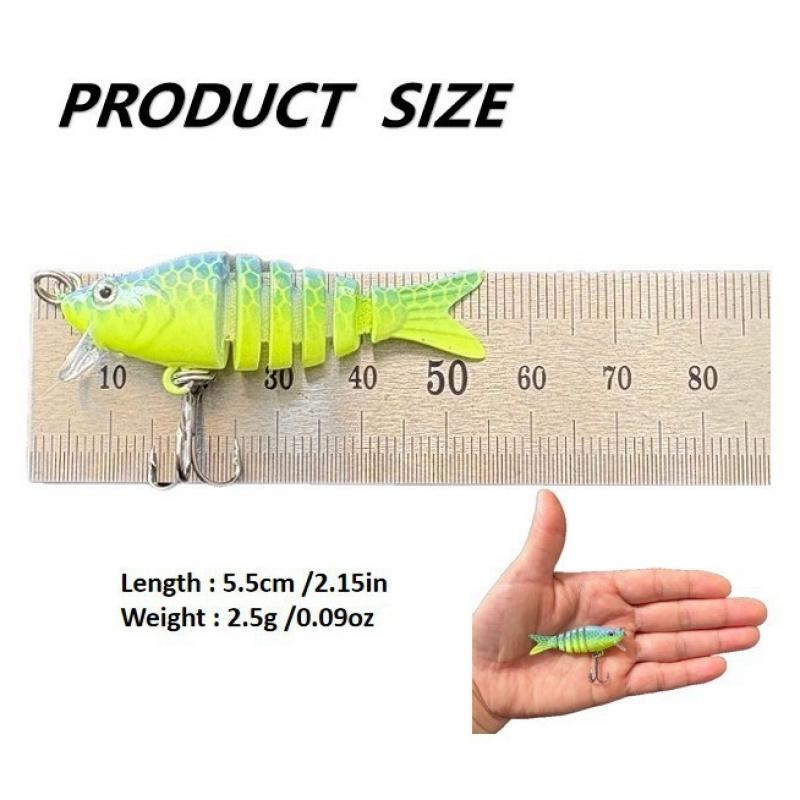 Ultra-Light 2.5g Minnow Lure | 6-Joint Swimbait for Bass | 3D Lifelike Eyes ABS Bait with Sharp High-Pitched Hooks