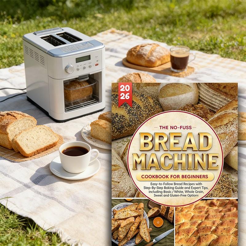 The No-Fuss Bread Machine Cookbook for Beginners: Easy-to-Follow Bread Recipes with Step-By-Step Baking Guide and Expert Tips, including Basic/White, Whole Grain, Sweet and Gluten-Free Options