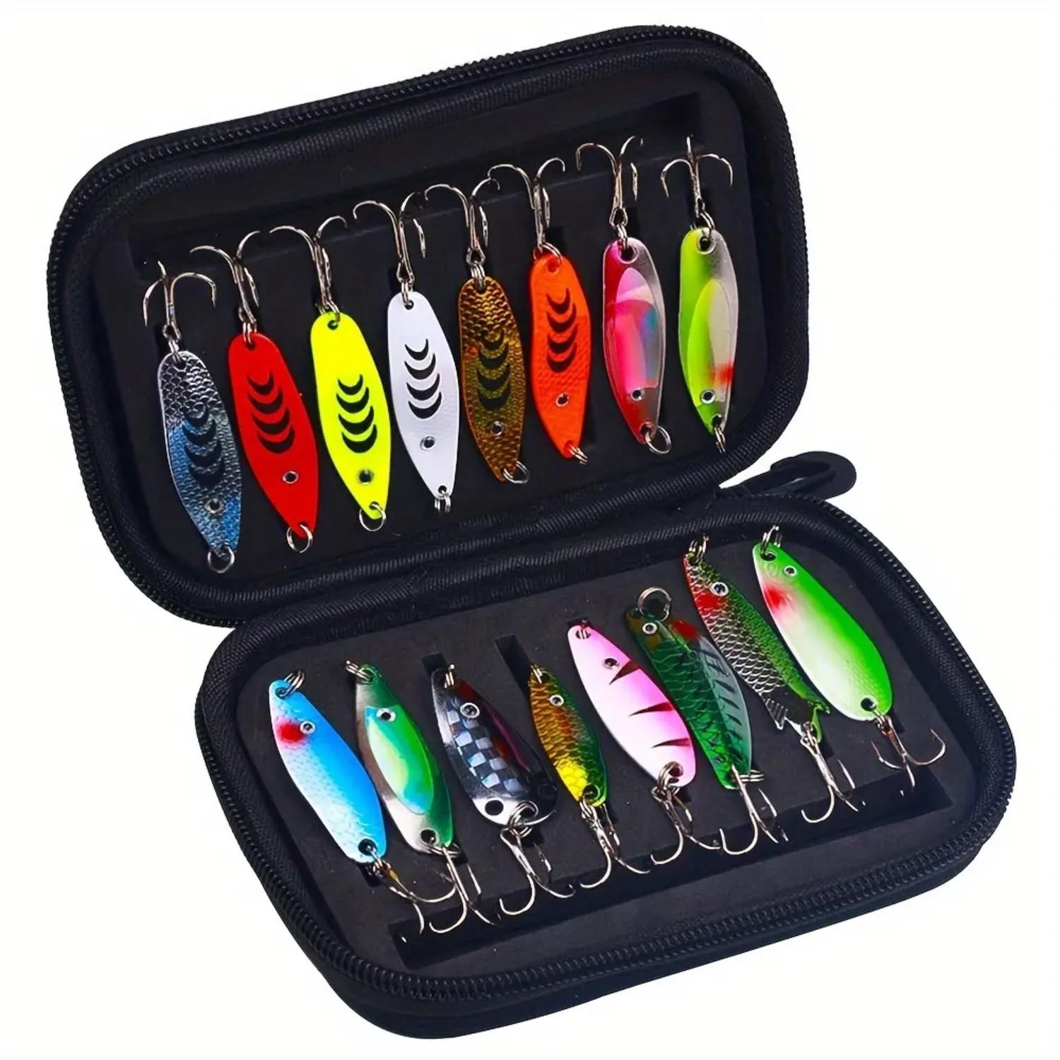 YYW1 16PCS Metal Spoon Fishing Lure Kit, Bright Reflective Fishing Lures with Portable Storage Case, Fishing Tackle Set Bass, Trout, Pike & Outdoor Fishing
