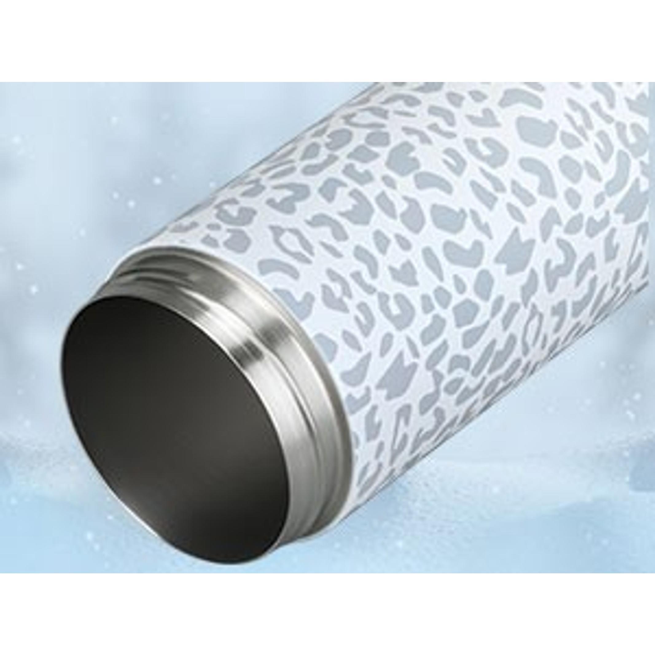 Sealed Can Cooler Fizz Lid Can Cover for 12 oz Regular, Slim Skinny Cans & As Thermal Bottle, 4-in-1 Insulated Vacuum Stainless Steel Carbonated Cold Drink Holder - Leopard
