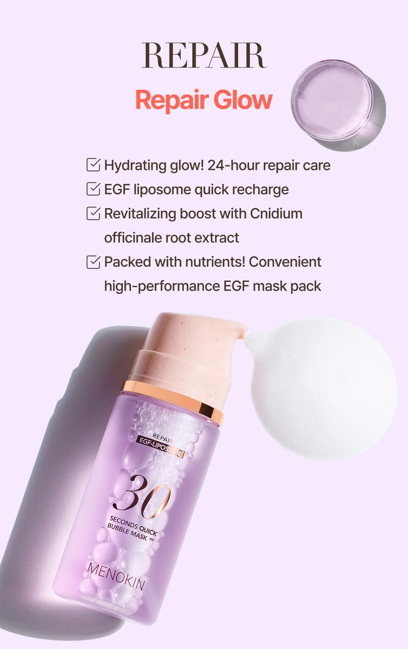 MENOKIN 30 Seconds Quick Bubble Mask Korean Glass Skin Care Essential, 70 Uses, 3.21 fl.oz