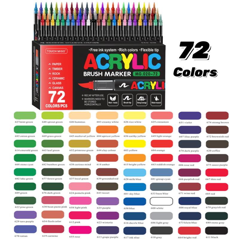 Acrylic Paint Markers, Soft Brush Tip Pens and Markers, Acrylic Paint Pens for Wood, Stone, Canvas, Glass, Fabric, Egg, Rock Painting and DIY Crafts Art Supplies, Art Markers Set,Permanent,Washable,Quick-Drying,Waterproof Acrylic Paint Markers, Soft Brush Tip Pens and Markers, Acrylic Paint Pens for Wood, Stone, Canvas, Glass, Fabric, Egg, Rock Painting and DIY Crafts Art Supplies, Art Markers Set,Permanent,Washable,Quick-Drying,Waterproof