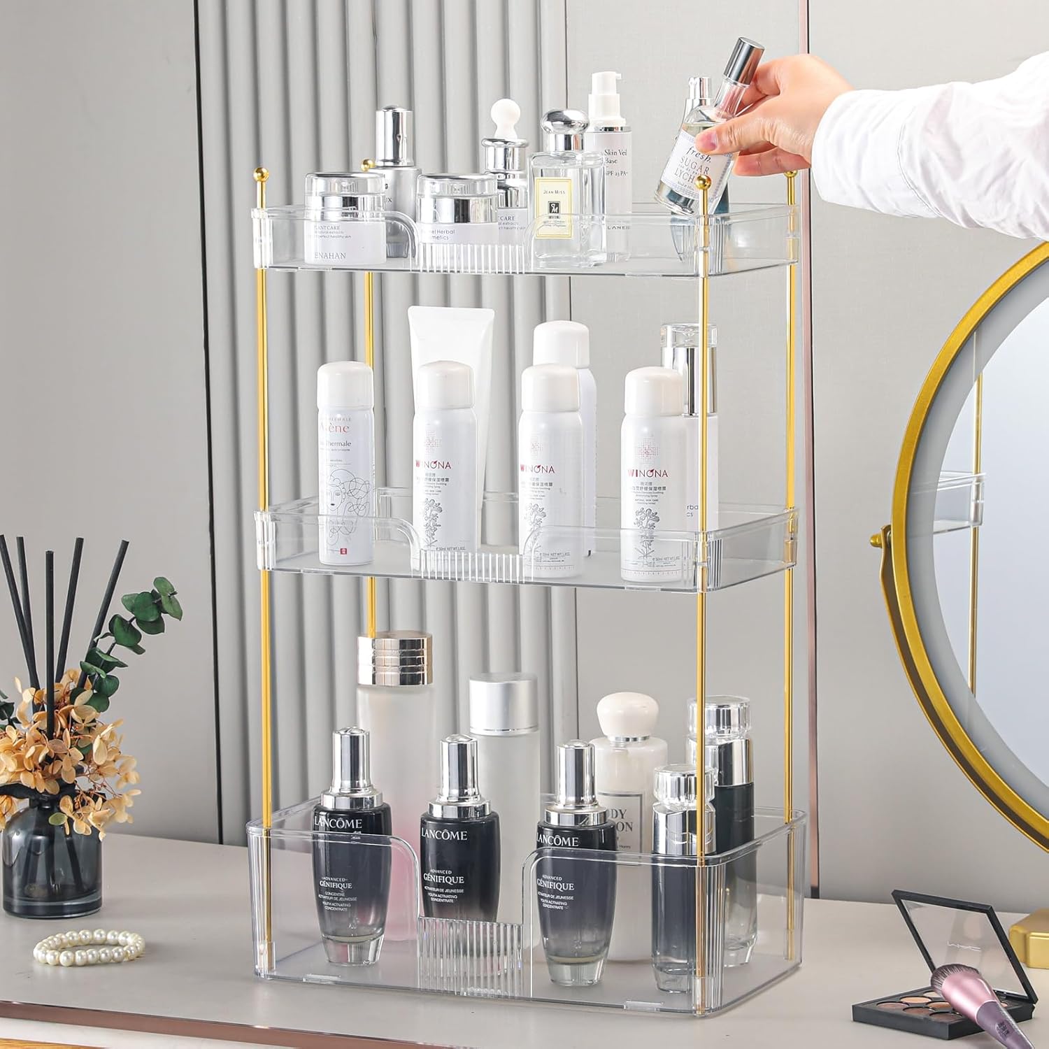 3-Tier Metal Fruit Vegetable Storage Basket with Hooks, Space-Saving Kitchen Organizer for Countertop, Pantry, Bathroom, Heavy Duty & Rust-Proof Design, Instantly Declutter Your Home! ,Deals for you days