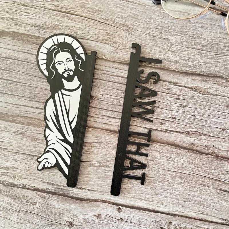 2D Vintage Wooden 'i Saw' Sign, Humorous Wall Decor, Ideal for Home Office, Horizontal Placement, Classic Door Frame Decoration