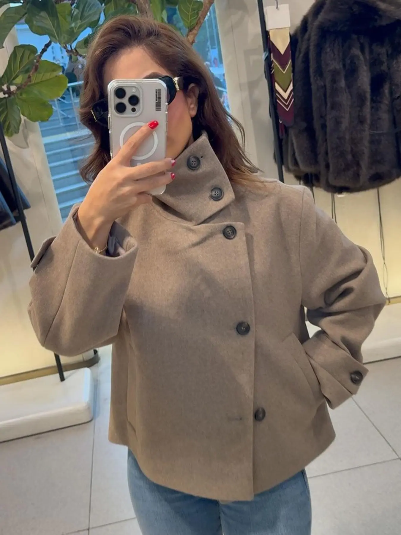 Cropped Coats For Women Autumn Winter Going Out Outfits High Neck Button Casual Bomber Jacket Women Long Sleeve Women's Coats Streetwear Ladies Short Coat Outerwear