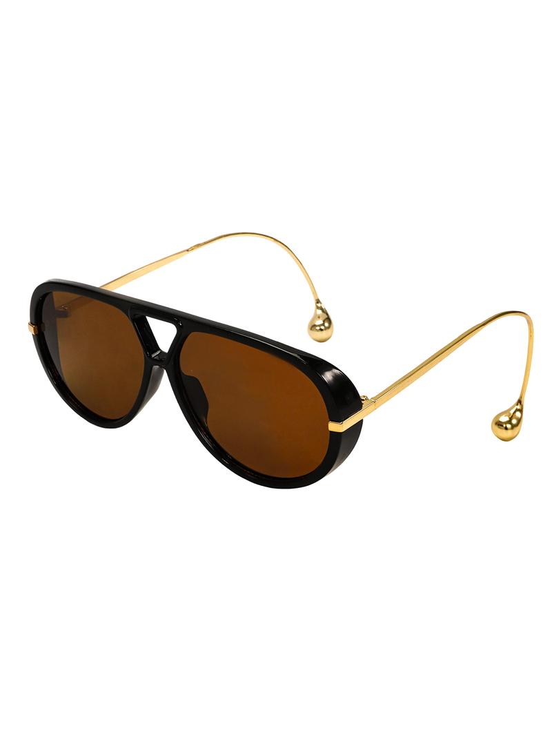70s Retro Vibe! Women’s Luxury Oversized Aviator Sunglasses 2025 - Earring Accent & Big Shield Frame