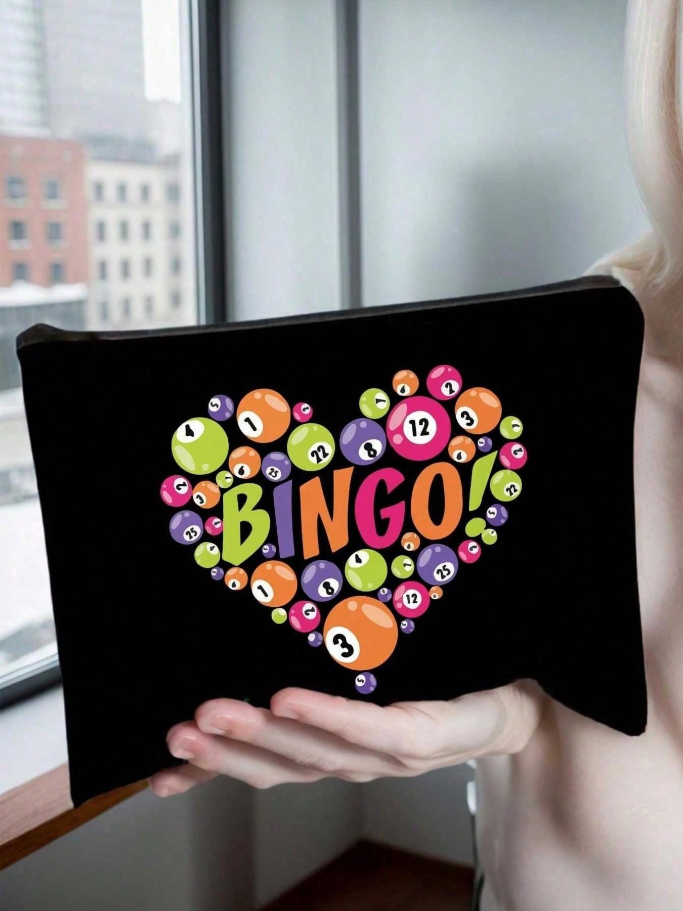 Bingo Theme Handbag Set, Women's Handbag and Wallet, Large Capacity Casual Shoulder Bag, Ideal for Commute, Shopping, Parties, Holidays