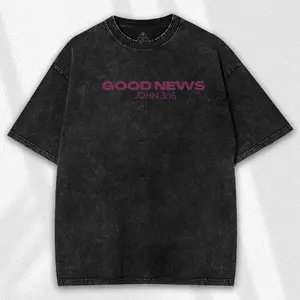Father's Day Gift Vintage Washed Jesus Saves T Shirt Good News John 3:16 Christian Streetwear Oversized Tee