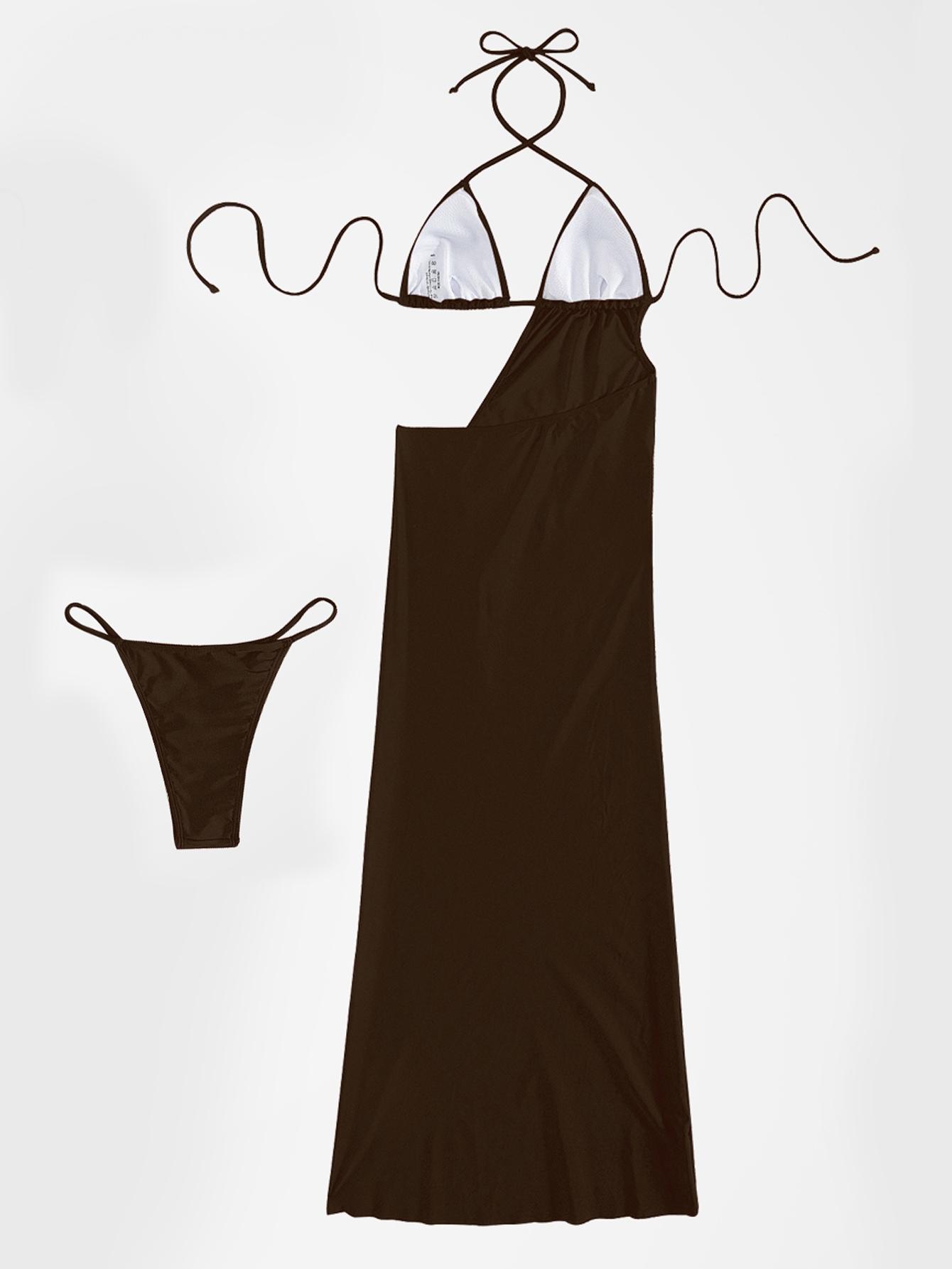 Women's Black One-Shoulder Sleeveless High Slit Maxi Dress with Gold Starfish Metal Accent - Side Cutout Sexy Party Dress for Nightclub, Beach Vacation, Festival Rave