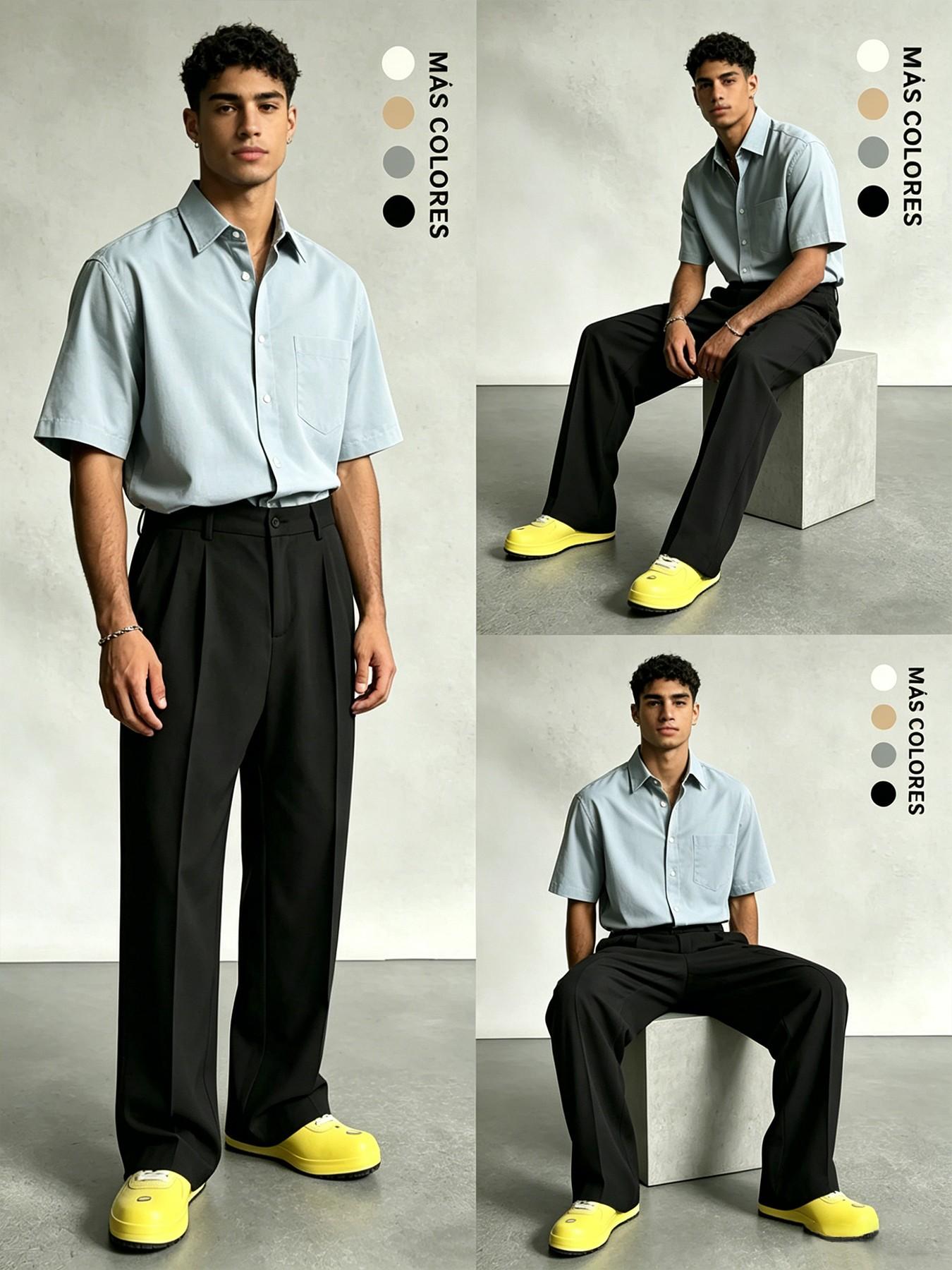 Men's Pleated Wide Leg Suit Pants, Formal Wear, Casual Loose Fit, Business & Street Style, Mid Waist, Drawstring Waist, Adjustable Pants, All Seasons