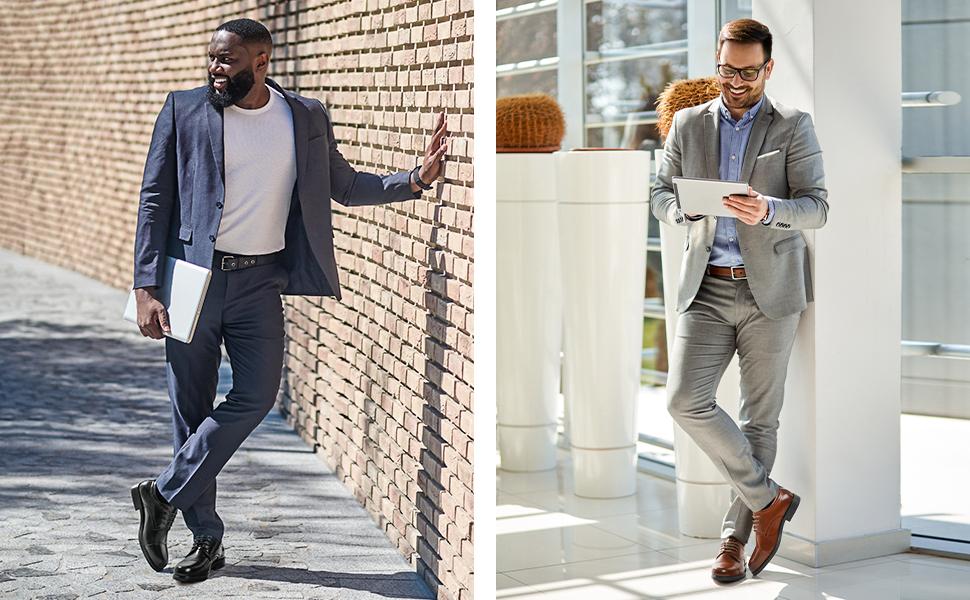 Bruno Marc Men's Wide-Fit Cap Toe Oxford Shoes