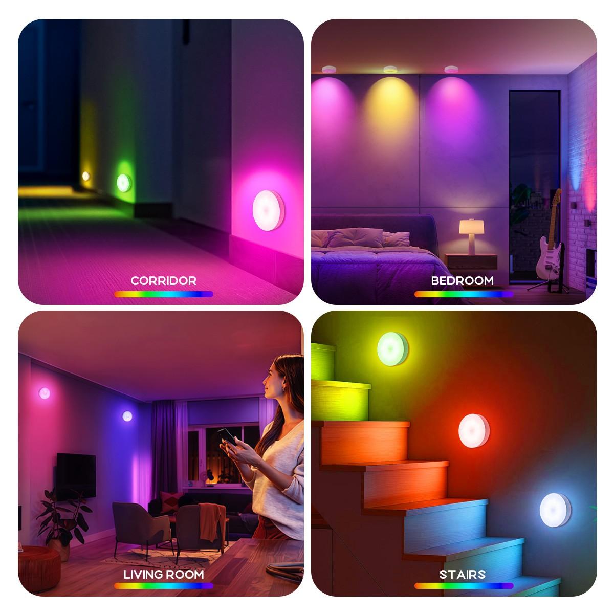 Indoor Motion Sensor Night Light USB Rechargeable Lamp Magnetic Mount Warm Light for Kitchen Closet Pantry Wardrobe Coffee Corner Bathroom Stairs Hallway Sink Cabinet Laundry Room Tool Room Garage Refrigerator Smart Lamp