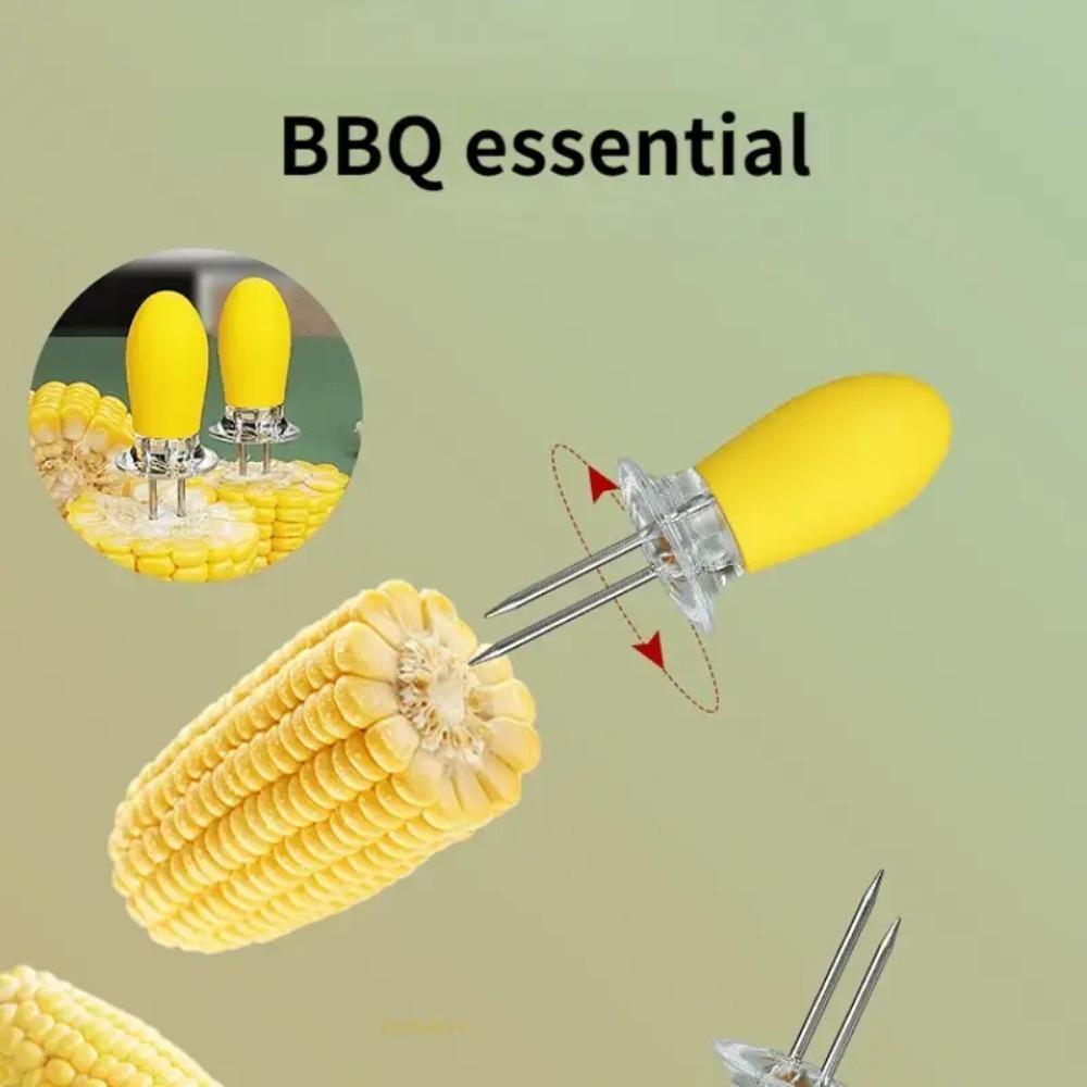 2026 New 2Pcs BBQ Corn Holders, Stainless Steel Corn Cob Pin Skewers, Portable Food Holders For Outdoor Camping Family Barbecue Party Cooking Supplies #summervibes