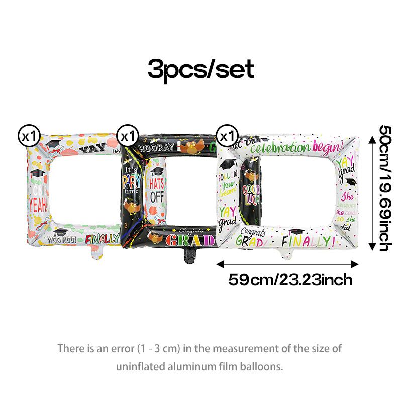 3pcs/set Graduation Frame Balloon Set, Perfect for 2026 Graduation Party Decor, Selfie Props, Celebration Banners, Aluminum Foil Balloons
