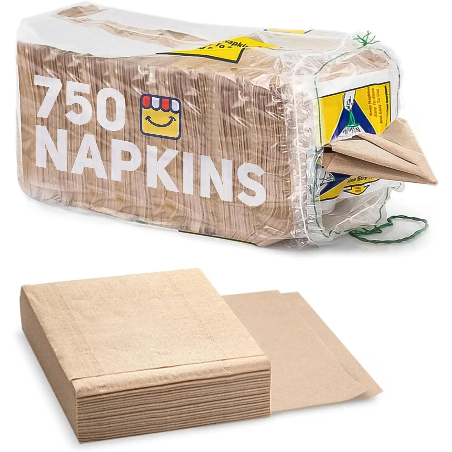 750-Pack Unbleached Brown Kraft Paper Napkins - Natural & Rustic Disposable Eco-Conscious Napkins for Home, Parties, Restaurant & BBQ - 12x12” UnfoldedGift