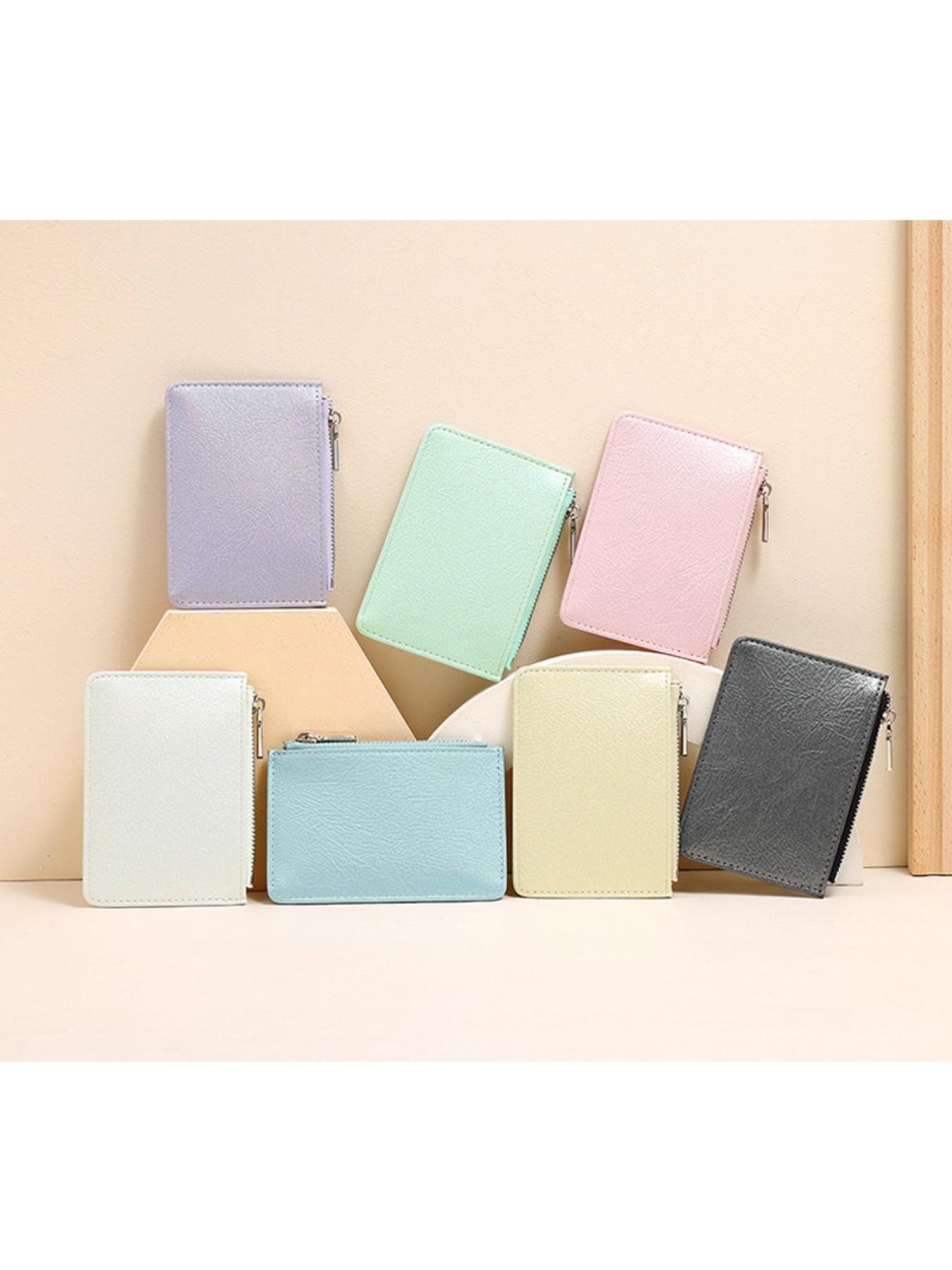 New Ultra-Thin PU Leather Wallet, Flat Pattern Coin Purse, ID Protection Case, Card Holder, Silver Color, Fashionable Accessory
