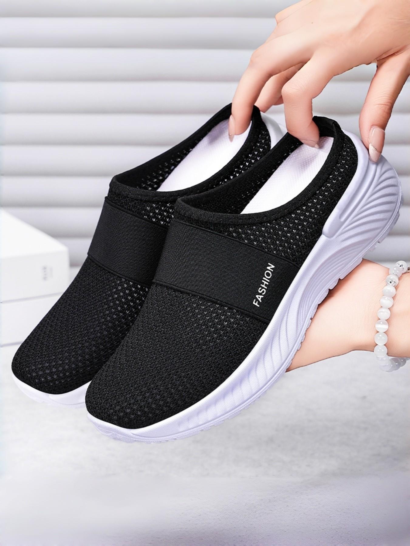 Women's Slip-On Mules for All Seasons, Breathable Mesh Upper, Anti-Slip Thick Sole, Fashion Casual Sandals, Comfortable Walking Shoes