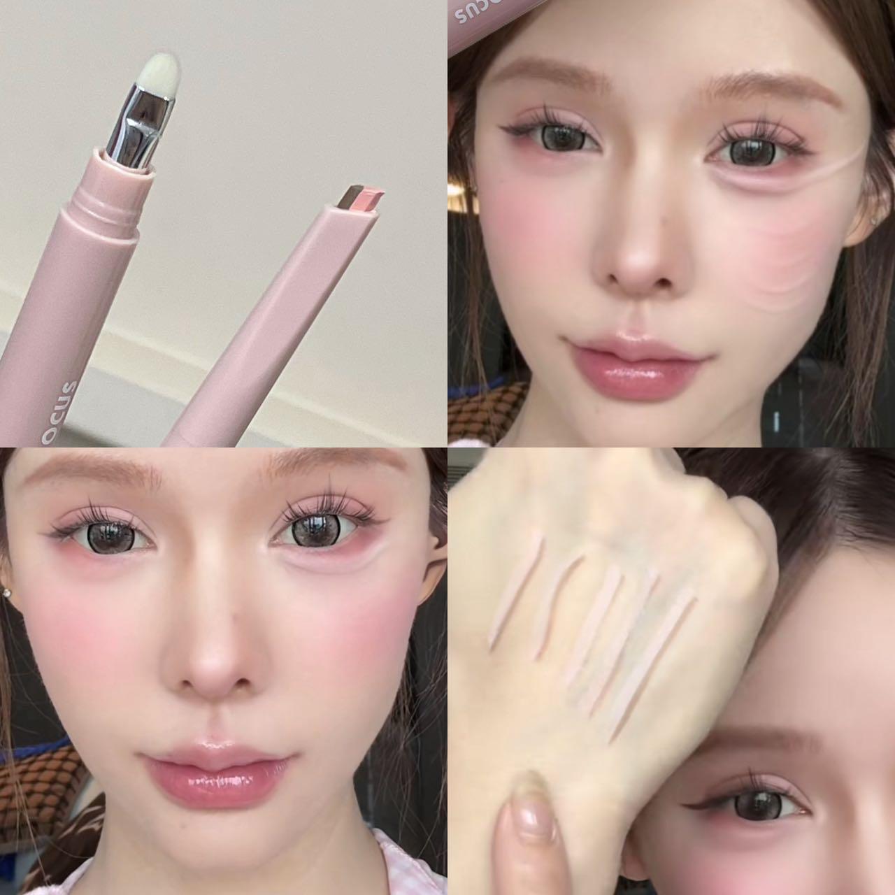 PINKYFOCUS 3D Dual-Color Aegyo-sal Eyeshadow Stick: Multi-purpose for highlighting and contouring, comes with a brush applicator, provides natural color payoff, instantly enlarges eyes, and easily creates a 3D eye makeup look.