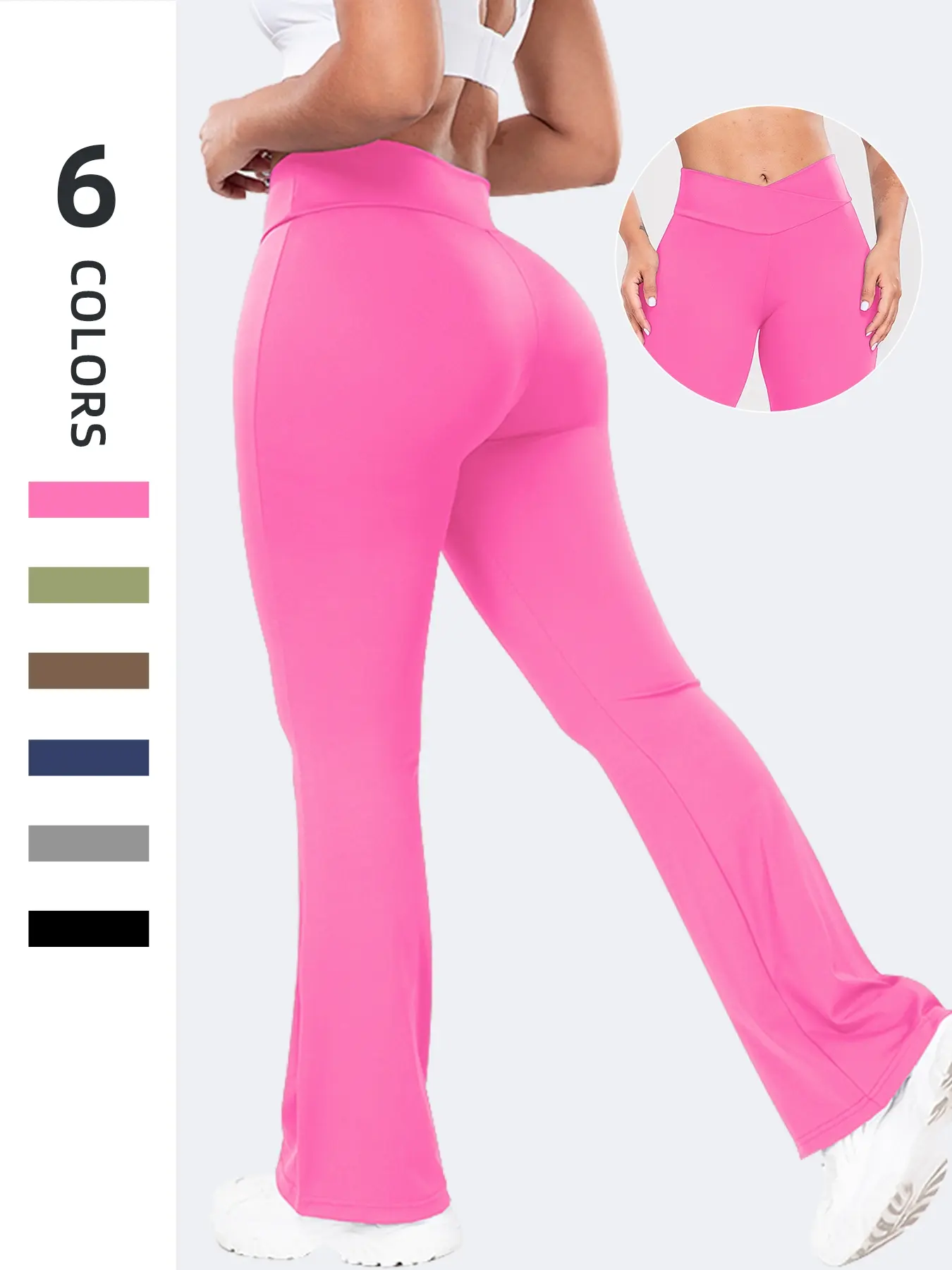 Women's High-Waisted Wide-Leg Yoga Pants, Fitness Trousers, Cross Design Control Belly Fat, Comfortable Tight-Fitting Kint Fabric for All Seasons