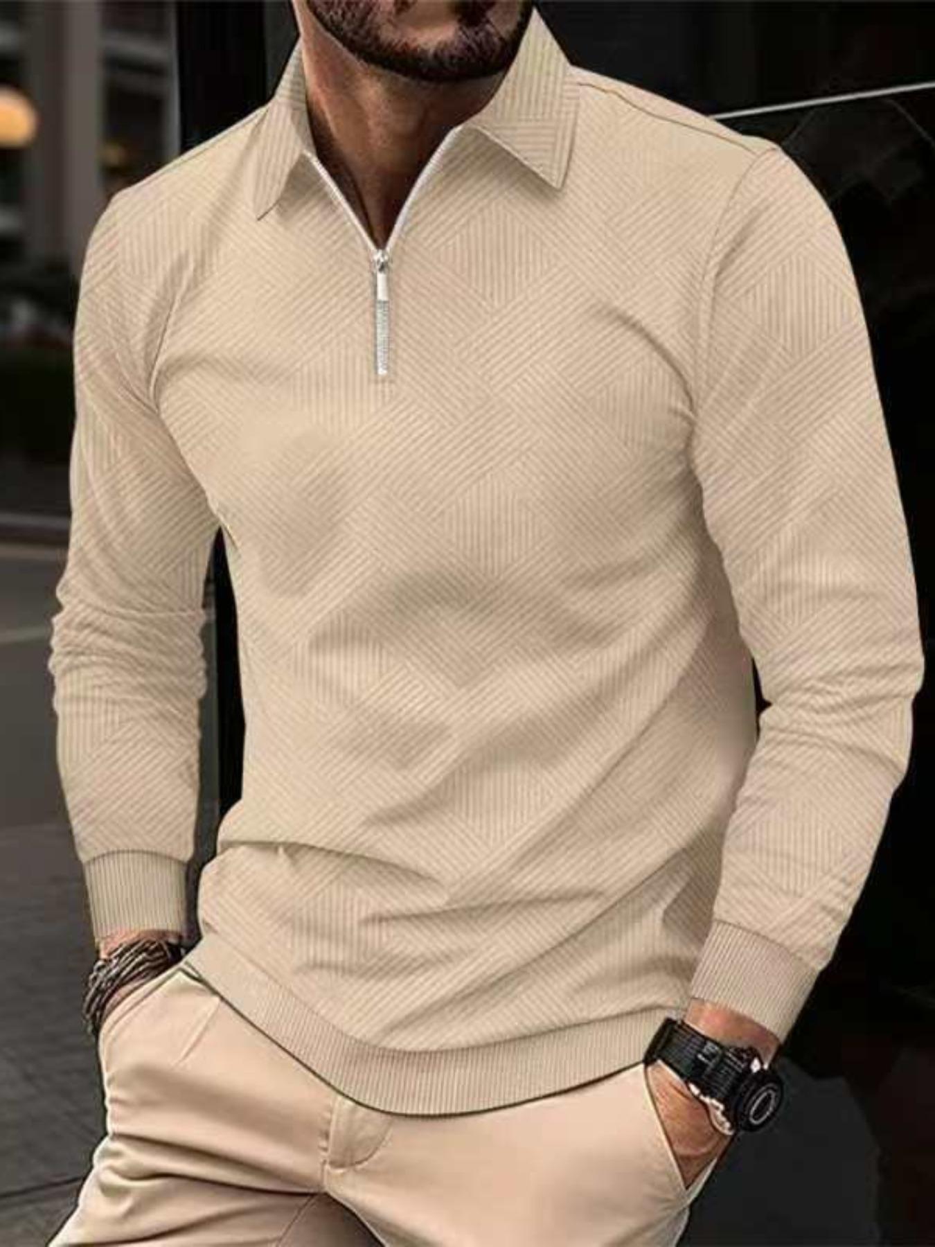 Autumn and winter men's solid color turtleneck sweater with jacquard texture, regular version of casual breathable long-sleeved kn sweater, outdoor sportswear, trendy men's clothing, Knitwear