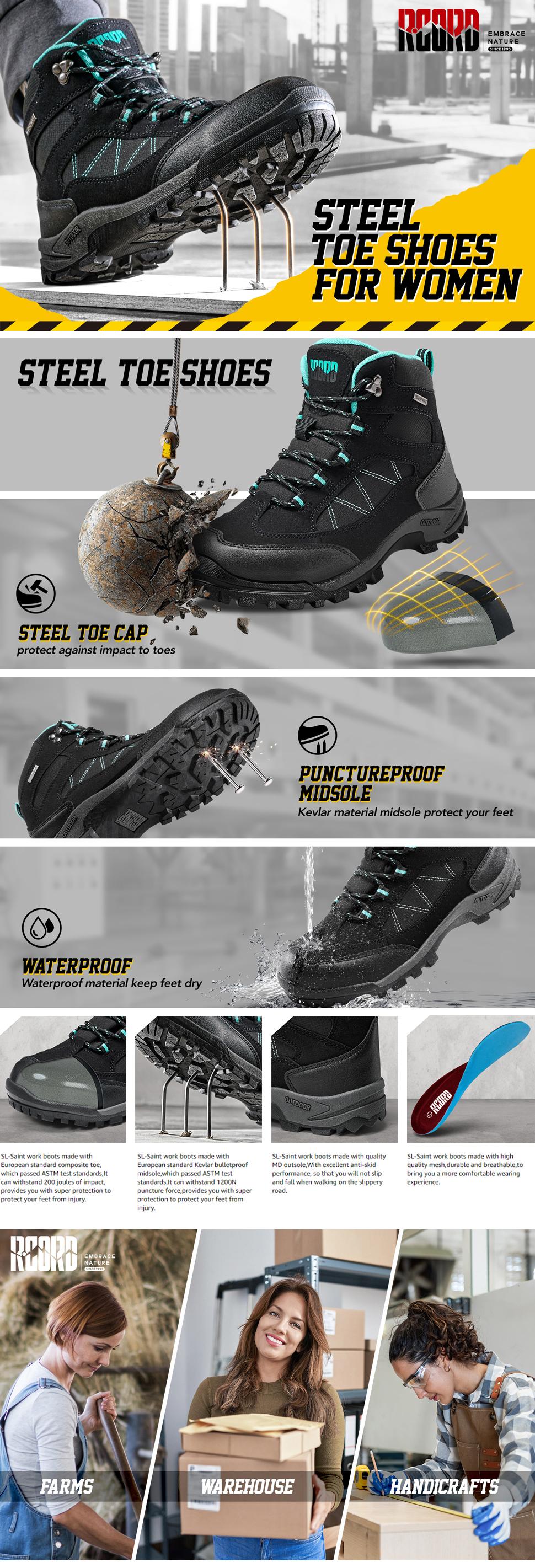 R CORD Steel Toe Boots for Women Waterproof Safety Work Boots Non-slip Steel Toe Shoes for Women Composite Toe Boots for Women Steel Toe Shoes for Women Construction Boots Hiking Boots Womens SpringStatements