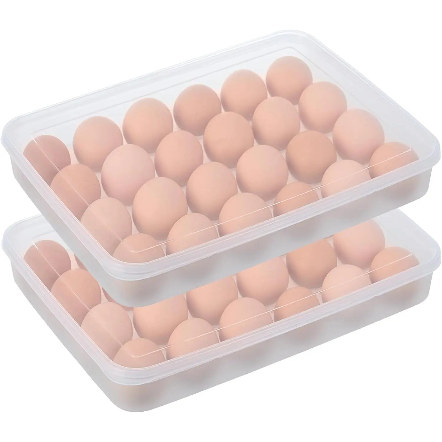 Deviled Egg Containers with Lid, (Set of 2),Stackable Plastic Egg Holder for 48 Eggs,Clear Egg Storage Holder for Fridge,Keep ,Easter,Thanksgiving Party Kitchen Supplies